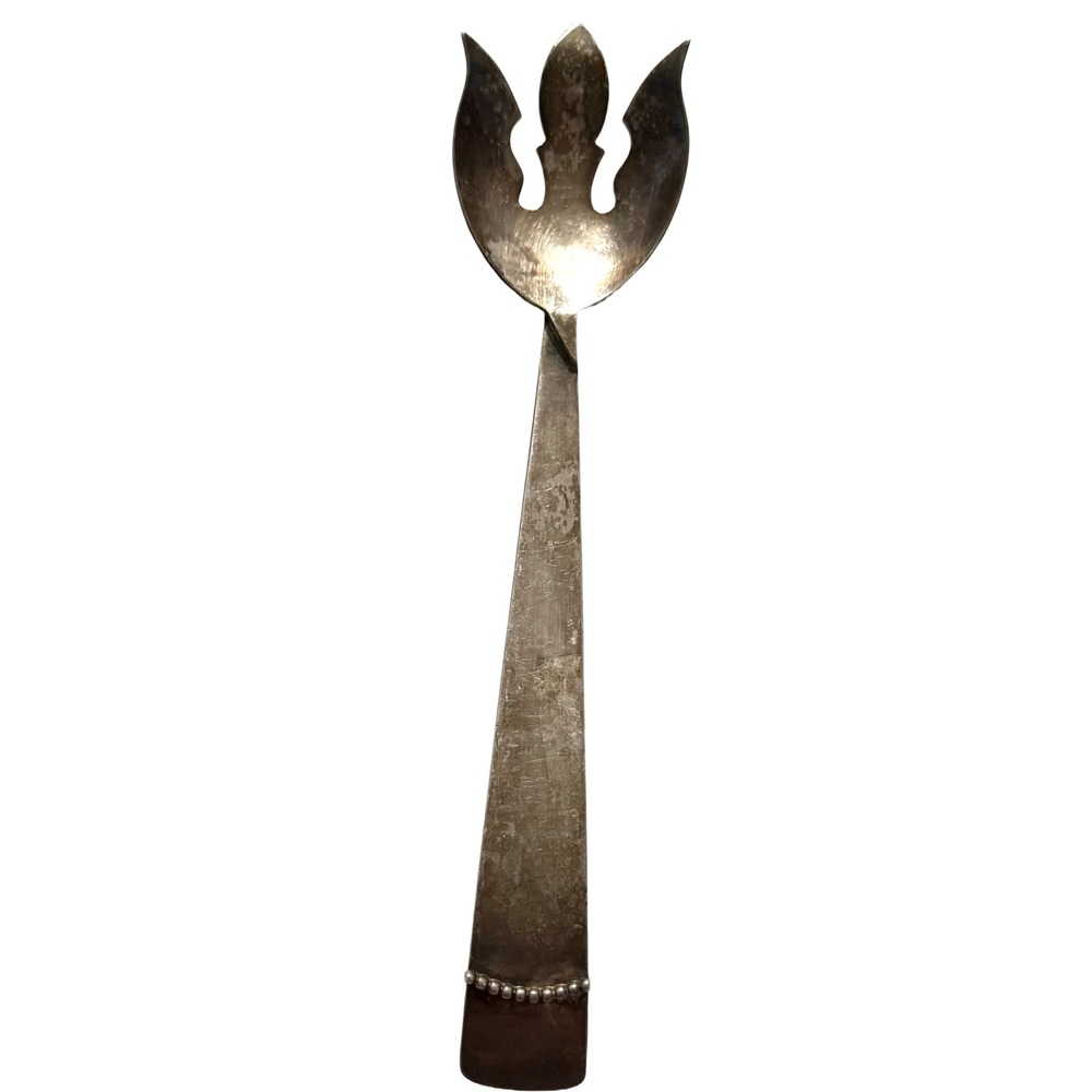 MCM Ingrid Pattern Three Crowns Silversmiths Silverplate Salad Fork 12"